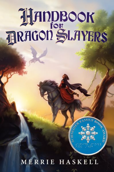Book cover of princess on grey horse in a forest with dragons and waterfall