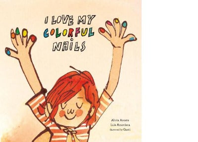 A Young boy with red hair and brightly painted nails