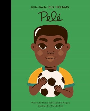 a young boy with brown skin and hair, holding a football (soccer)