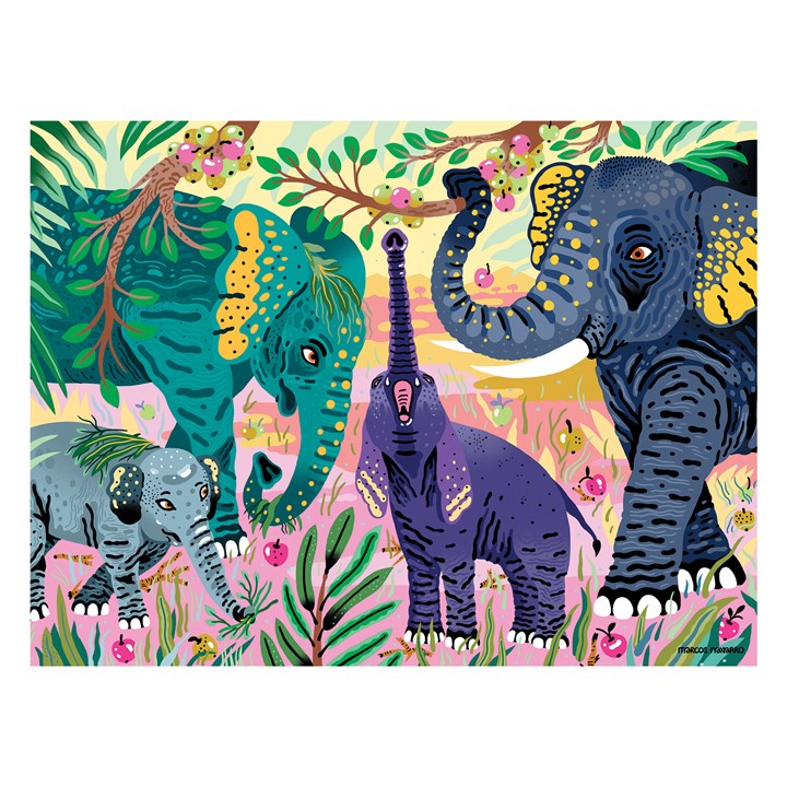 Asian Elephants Endangered Species 300 Piece Puzzle