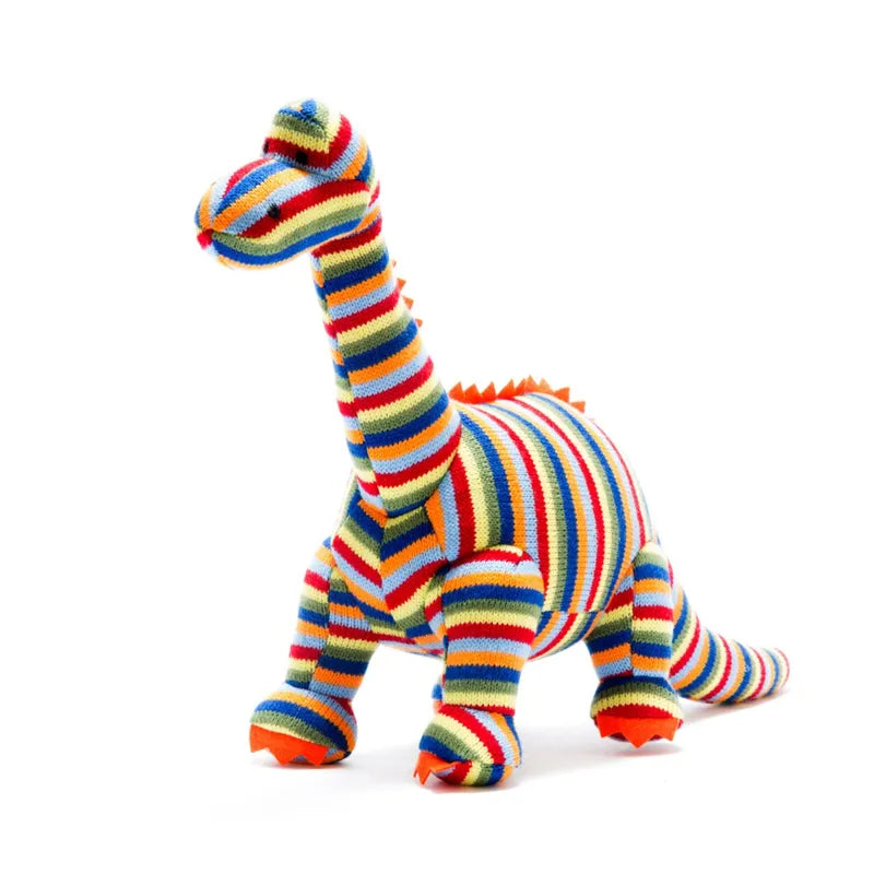 Knitted Stripe Diplodocus Dinosaur Plush Toy