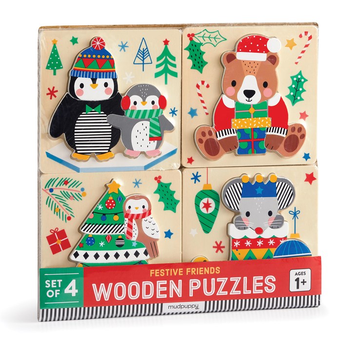 Festive Friends Set of 4 Wooden Puzzles