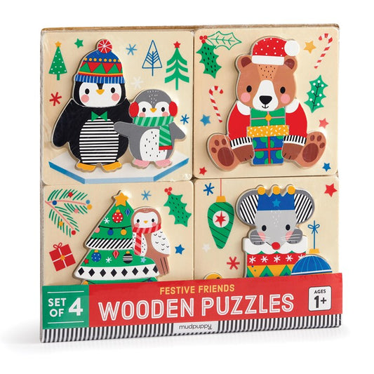 Festive Friends Set of 4 Wooden Puzzles