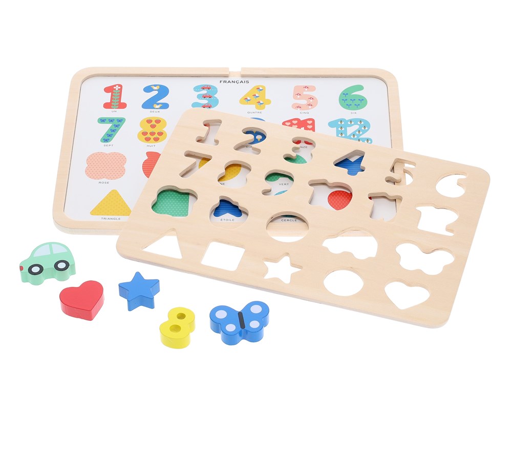 Numbers Shapes and Colors Wooden Puzzle