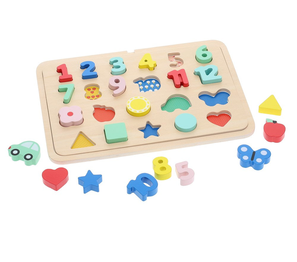 Numbers Shapes and Colors Wooden Puzzle