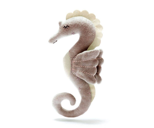 Knitted Cotton Pink Seahorse Plush Toy