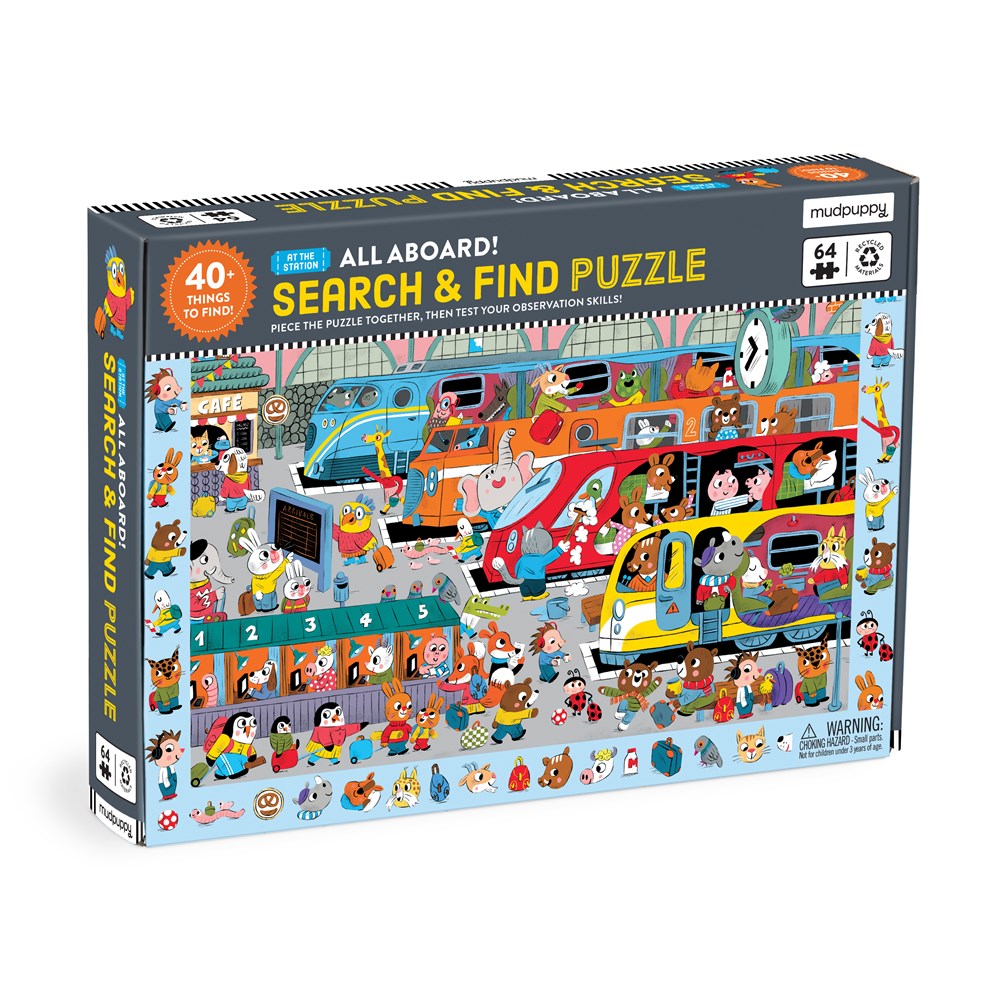 All Aboard! Train Station 64 Piece Search & Find Puzzle