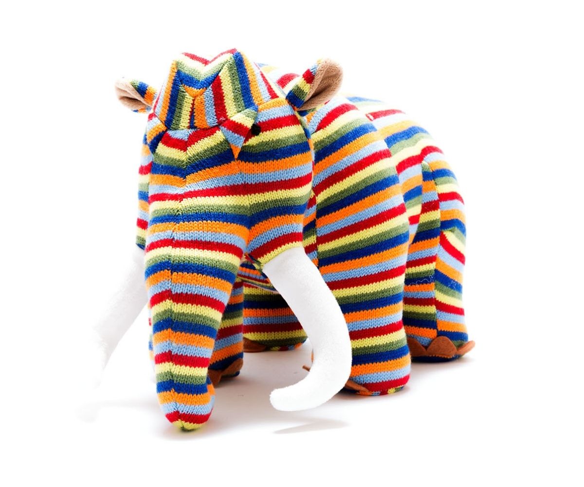 Knitted Bright Stripe Woolly Mammoth Plush Toy