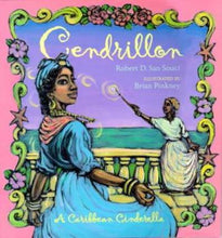 Book cover of Black Caribbean Cinderella in a blue dress against a turquoise sea