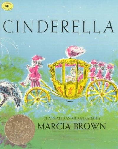 Book cover Cinderella in golden carriage with pink horsemen