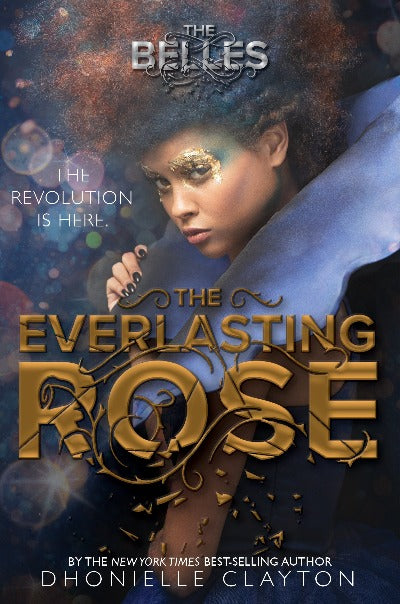 Book cover : Black girl with gold make up and red and black hair wearing amazing gown