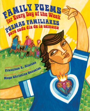 Book cover with person in blue shirt which has a family under a crown on the front