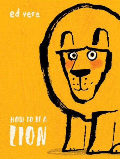 Book cover : yellow background with black outline drawing of a lion