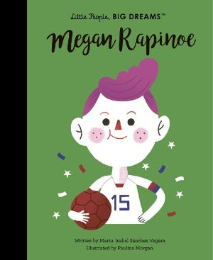 A young girl with  Purple hair and a football