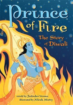 Book cover: Blue prince against yellow flame