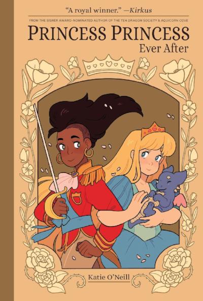 Book Cover: Black Princess with red jacket and sword and Blond princess with baby dragon