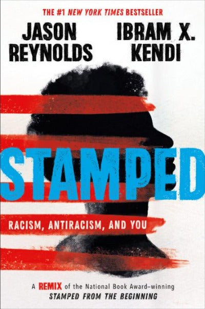 Book Cover: African-Amerian head in profile with STAMPED written across in blue