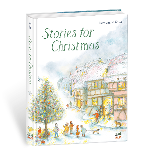 A winter village scene with Christmas  tree and snow