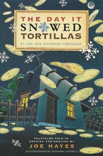 Book cover of Southwestern style home with snowflakes and falling tortillas