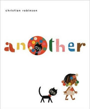 Book cover with a small black child with  colorful beads in her hair and a black cat 