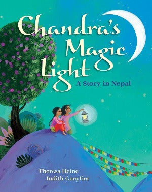 two children sitting on a mountain in the moonlight