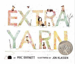 Letters spelling out the title of the book are made from knitting. A community of animals and people are placed in and around the letters wearing sweaters.