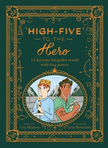 a dark green cover with a gold colored drawn frame surrounding 2 heroes