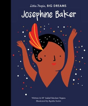 a young josephine baker with a red headdress and arms raised