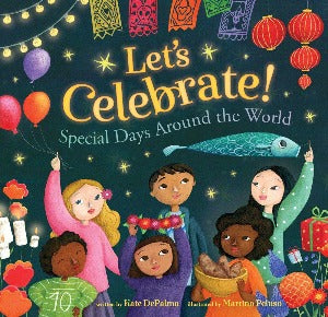 Six Diverse children holding celebratory items from their cultures