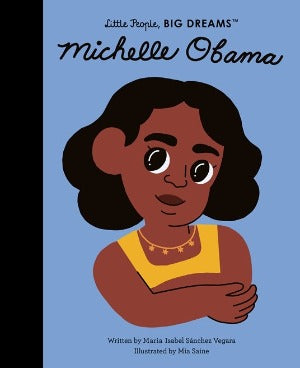 a young Michelle Obama wearing a yellow dress and necklace