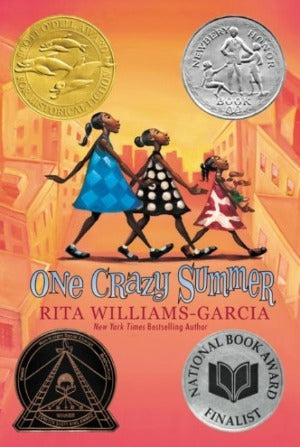 Three African American Girls in bright dresses walking heads hight across a street