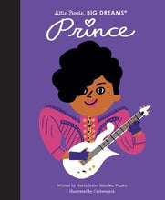a young prince with purple jacket and white guitar