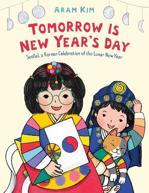 a young korean girl and her brother dressed in festive and traditional closing are celebrating