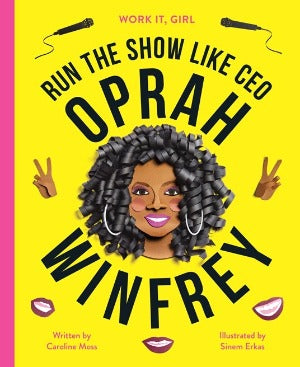 a drawing of Ooprah with lots of curls on a yellow background